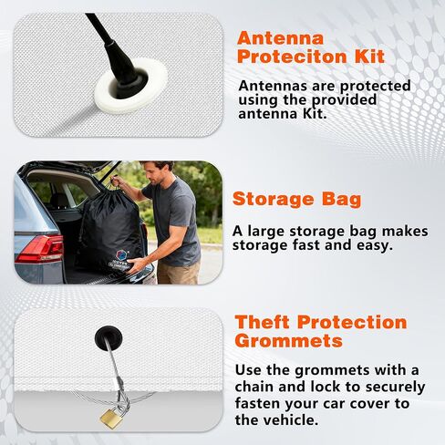 غطاء سيارة iCOVER، مقاوم للماء لجميع الأحوال الجوية لسيارة Toyota Camry، Honda Accord، BMW 5 Series، Mercedes E-Class، Audi A6 (الطول 192 بوصة إلى 198 بوصة) غطاء خارجي كامل خارجي مع أغطية إطارات قابلة للفصل in Kuwait