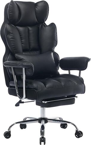 Big and Tall Office Chair 400lbs - Heavy Duty Executive Desk Chair with Footrest, High Back PU Leather Ergonomic Computer Chair with Extra Wide Seat & Thick Cushion for Home Office (Green) in Saudi Arabia