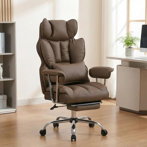 Big and Tall Office Chair 400lbs - Heavy Duty Executive Desk Chair with Footrest, High Back PU Leather Ergonomic Computer Chair with Extra Wide Seat & Thick Cushion for Home Office (Green) in Saudi Arabia