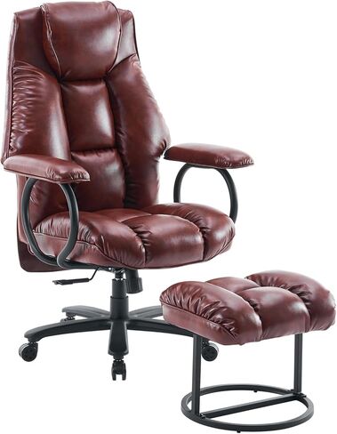 Big and Tall Office Chair 400lbs - Heavy Duty Executive Desk Chair with Footrest, High Back PU Leather Ergonomic Computer Chair with Extra Wide Seat & Thick Cushion for Home Office (Green) in Saudi Arabia