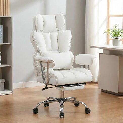 Big and Tall Office Chair 400lbs - Heavy Duty Executive Desk Chair with Footrest, High Back PU Leather Ergonomic Computer Chair with Extra Wide Seat & Thick Cushion for Home Office (Green) in Saudi Arabia