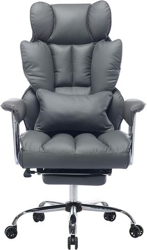 Big and Tall Office Chair 400lbs - Heavy Duty Executive Desk Chair with Footrest, High Back PU Leather Ergonomic Computer Chair with Extra Wide Seat & Thick Cushion for Home Office (Green) in Saudi Arabia