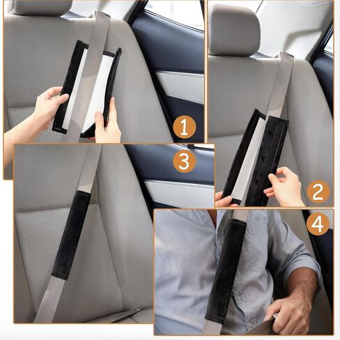 4PCS Seat Belt Cover Pad, Soft Seat Belt Shoulder Pad, Black Belt Pads, Car Seat Belt Pads Cover/Seatbelt Shoulder Pad for All Cars and Backpack in Saudi Arabia
