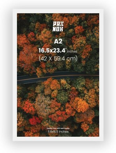 إطار عرض أبيض A2 مع حصيرة للملصقات والصور مقاس 16.5 × 23.4 بوصة - تعليق على الحائط أفقيًا وعموديًا، مناسب للصور والملصقات والأعمال الفنية - هدايا عيد الميلاد وديكور المنزل in Kuwait