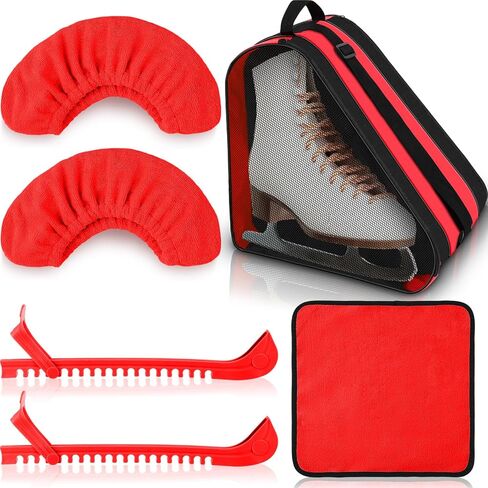 Liliful 4 Pcs Skate Guards Skate Blade Covers Towel Ice Inline Bag Set Ice Skating Guards for Adult Figure Skating or Hockey in Kuwait