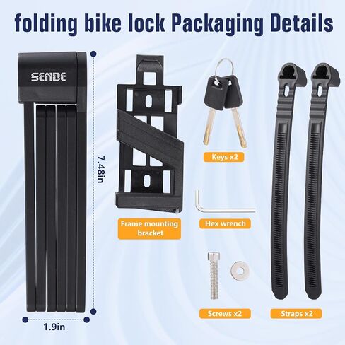 Folding Bike Lock - Folding Locks with 2Keys Heavy Duty Anti Theft Alloy Steel with Mounting Bracket 2pc Straps Bicycle Locks for Bicycles E-Bikes Scooter Mountain Bikes (30 in) in Saudi Arabia