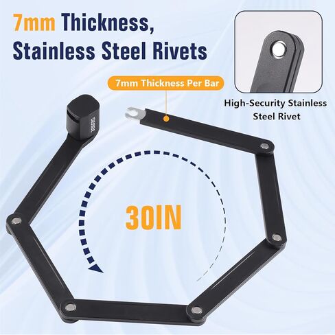 Folding Bike Lock - Folding Locks with 2Keys Heavy Duty Anti Theft Alloy Steel with Mounting Bracket 2pc Straps Bicycle Locks for Bicycles E-Bikes Scooter Mountain Bikes (30 in) in Saudi Arabia