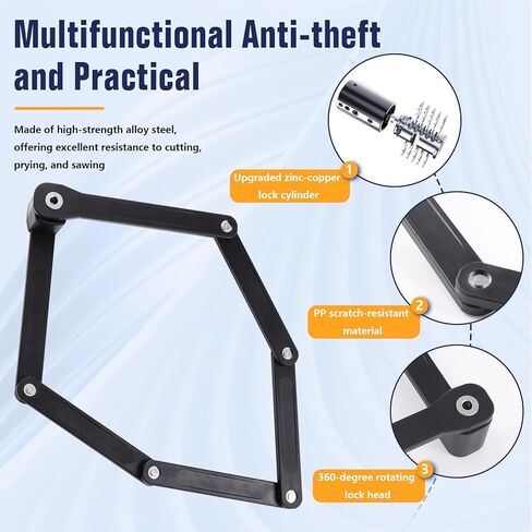 Folding Bike Lock - Folding Locks with 2Keys Heavy Duty Anti Theft Alloy Steel with Mounting Bracket 2pc Straps Bicycle Locks for Bicycles E-Bikes Scooter Mountain Bikes (30 in) in Saudi Arabia