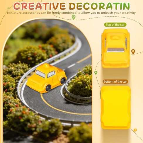 8Pcs Mini Taxi Car Toy Set Tiny Vehicle Ornaments for DIY Micro Landscape Accessories, Small Cab Model Statues for Fairy Garden Bonsai, Road Traffic Scene Miniature Craft in Saudi Arabia