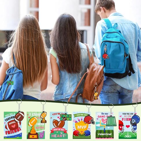 Kenning 36 Set Valentines Sports Ball Keychain Gift with Cards Valentine's Day Sports Keychains Party Favors for School Classroom Exchange Gift Prizes Bag Stuffers in Saudi Arabia