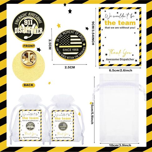 Landical 48 Pcs Dispatcher Appreciation Week Pins Bulk Dispatcher Appreciation Party Favors 9-1-1 Thank You Gift Challenge Coin Telecommunicator Week Gift (Classic) in Saudi Arabia