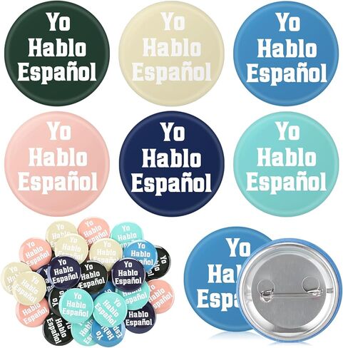 36 جهاز كمبيوتر شخصى Hablo Español Pin - أنا أتكلم الإسبانية زر Pinback للمعلم والممرضة الطبيب هدية 1.5 بوصة جولة شارة زر بروش Pinback الإسبانية الملحقات للملابس قبعة حقيبة زميل العمل النساء الرجال in Saudi Arabia