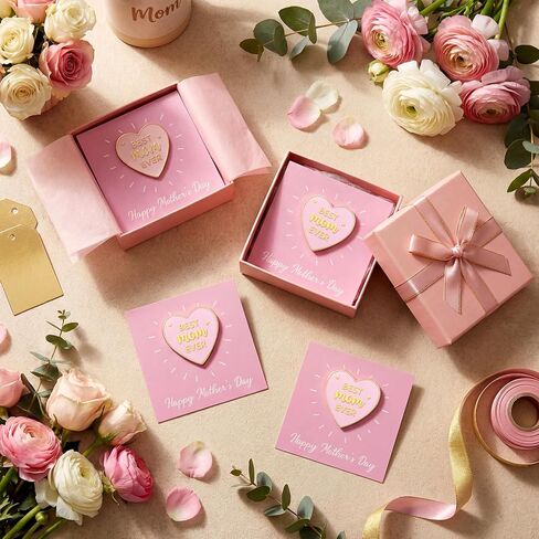 Kenning 30 Sets Best Mom Gift Pins bulk christian mothers day gifts Pink Heart Shaped Pins with Cards Happy Mother's Gift Brooches for Mother Birthday Christian Church Ladies Group Party Favors in Saudi Arabia