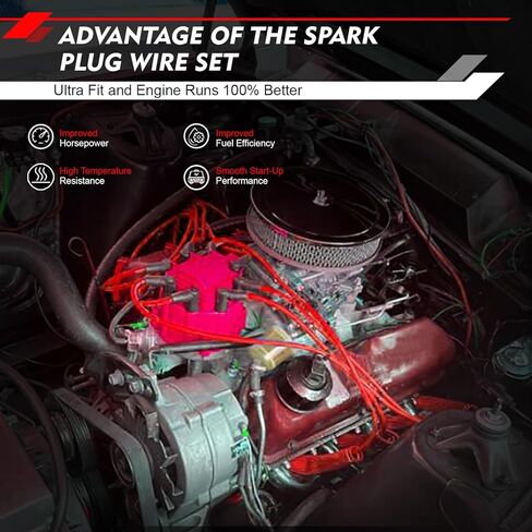 مجموعة أسلاك توصيل الإشعال عالية الأداء 10.5 مم بديلة لـ SBC HEI BBC Chevy 350 383 454 Electronic (أحمر) in Saudi Arabia