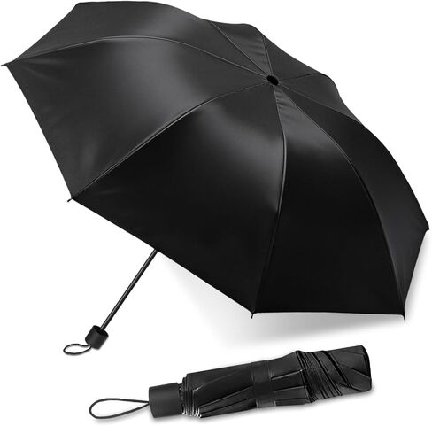 مظلات مدمجة عالية الجودة قابلة للطي مقاومة للرياح مقاومة للماء للرجال والنساء والفتيات، مظلة كلاسيكية سوداء للسفر ومحمولة للأشعة فوق البنفسجية لحقيبة الظهر، مظلة يدوية خفيفة الوزن للأيام المشمسة الممطرة والرياح في الهواء الطلق in Kuwait