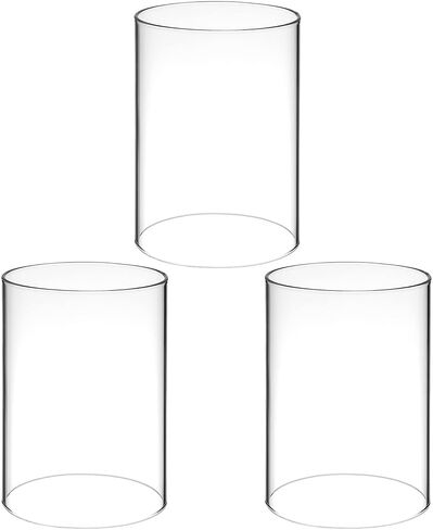 Amosfun 3Pcs Hurricane Candle Holder Sleeve Windproof Cylindrical Pillar Open Ended Candle Shade Chimney Tube Cover 3.94 X 2.76 Inch in Saudi Arabia