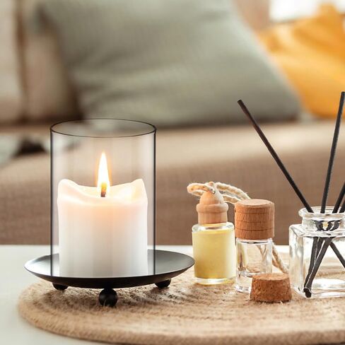 Amosfun 3Pcs Hurricane Candle Holder Sleeve Windproof Cylindrical Pillar Open Ended Candle Shade Chimney Tube Cover 3.94 X 2.76 Inch in Saudi Arabia