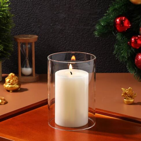 Amosfun 3Pcs Hurricane Candle Holder Sleeve Windproof Cylindrical Pillar Open Ended Candle Shade Chimney Tube Cover 3.94 X 2.76 Inch in Saudi Arabia