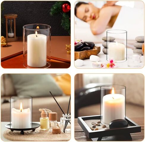 Amosfun 3Pcs Hurricane Candle Holder Sleeve Windproof Cylindrical Pillar Open Ended Candle Shade Chimney Tube Cover 3.94 X 2.76 Inch in Saudi Arabia