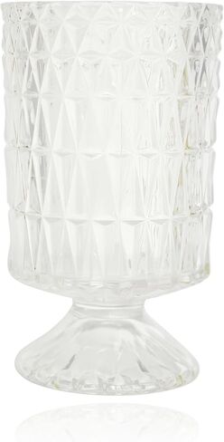 مزهرية أسطوانية من الزجاج الشفاف وحامل شموع إعصار زجاجي - حامل شموع زجاجي منقوش بالألماس، مزهرية زهور لحفلات الزفاف، ديكور المنزل، هدية الانتقال لمنزل جديد in Kuwait