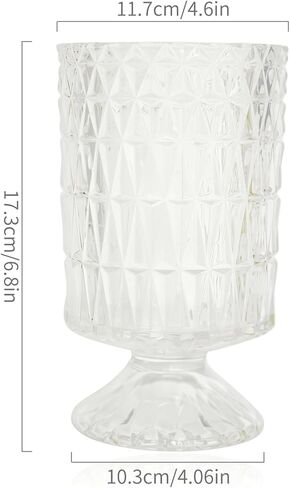 مزهرية أسطوانية من الزجاج الشفاف وحامل شموع إعصار زجاجي - حامل شموع زجاجي منقوش بالألماس، مزهرية زهور لحفلات الزفاف، ديكور المنزل، هدية الانتقال لمنزل جديد in Kuwait