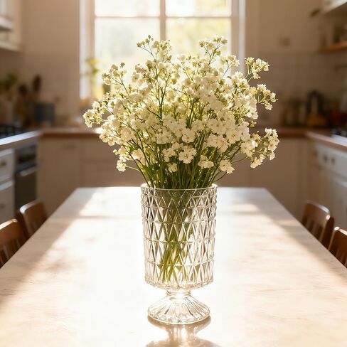 مزهرية أسطوانية من الزجاج الشفاف وحامل شموع إعصار زجاجي - حامل شموع زجاجي منقوش بالألماس، مزهرية زهور لحفلات الزفاف، ديكور المنزل، هدية الانتقال لمنزل جديد in Kuwait