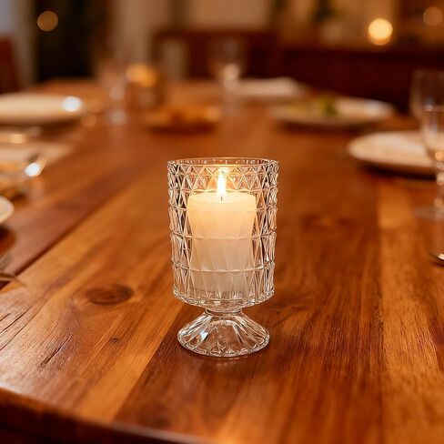 مزهرية أسطوانية من الزجاج الشفاف وحامل شموع إعصار زجاجي - حامل شموع زجاجي منقوش بالألماس، مزهرية زهور لحفلات الزفاف، ديكور المنزل، هدية الانتقال لمنزل جديد in Kuwait