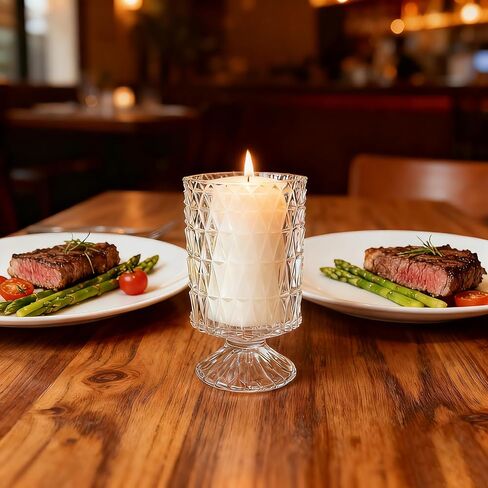 مزهرية أسطوانية من الزجاج الشفاف وحامل شموع إعصار زجاجي - حامل شموع زجاجي منقوش بالألماس، مزهرية زهور لحفلات الزفاف، ديكور المنزل، هدية الانتقال لمنزل جديد in Kuwait