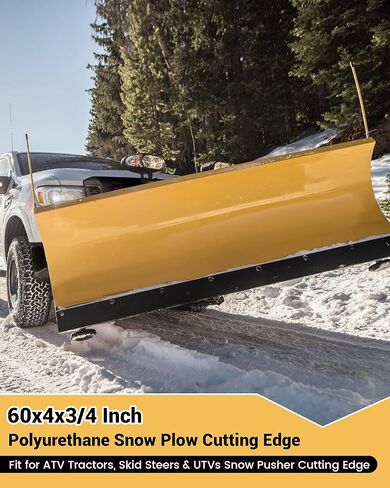 حافة قطع محراث الثلج من البولي يوريثين مقاس 60 × 4 × 3/4 بوصة مناسبة لجرارات ATV وأجهزة التوجيه المنزلقة وUTVs حافة قطع دافعة الثلج، شفرة بديلة شديدة التحمل لمحراث شفرة الثلج الأمامي in Kuwait