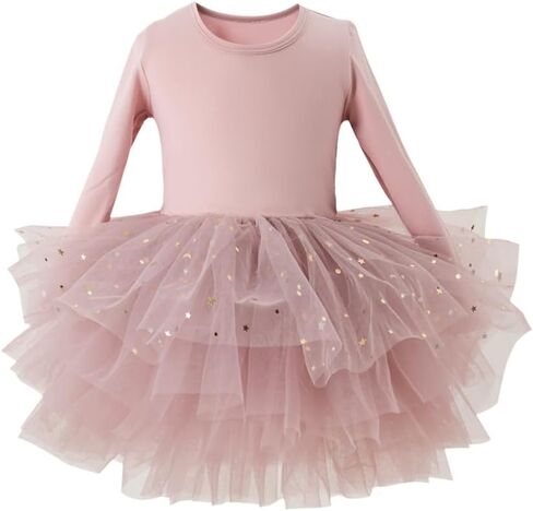 Toddler Girls Ballet Tutu Dresses Long Sleeve Sequin Tulle Ballerina Outfits Dance Leotards in Saudi Arabia