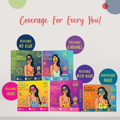 أغطية حلمات قابلة لإعادة الاستخدام من PINQ POLKA للنساء، أغطية حلمات غير لاصقة رقيقة جدًا من السيليكون غير لزجة، غطاء حلمة غير مرئي in Kuwait