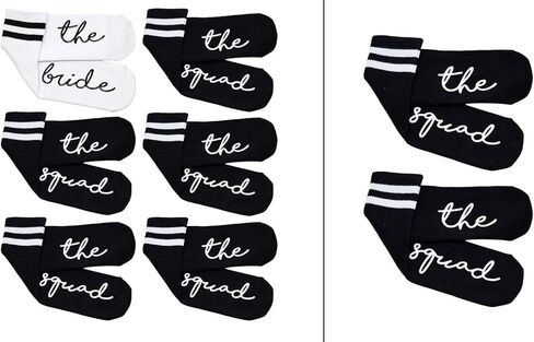 8 Pack: Double Stripe Cotton Socks Bundle - The Bride (White) & & 7 Squad (Black) in Saudi Arabia