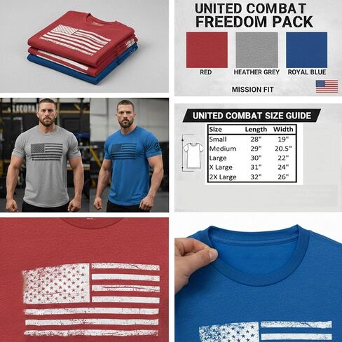 United Combat Men’s 3-Pack Patriotic T-Shirts – American Flag Fit Graphic Tees – Military Style Blend Multi-Pack in Saudi Arabia
