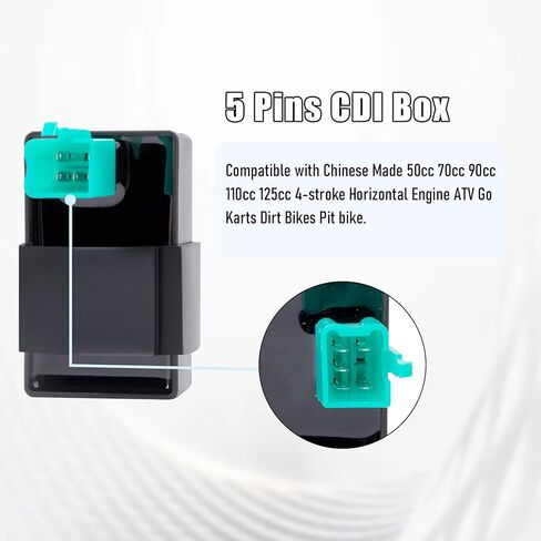 ملف الإشعال 5-PIN CDI Box Solenoid 4-PIN Relay منظم الجهد شرارة التوصيل عدة متوافق مع 50cc 70cc 90cc 110cc 125cc ATV الصينية Go Kart Dirt Bike Pit Bike TaoTao Moped Scooter Parts in Kuwait