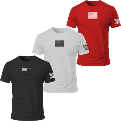 United Combat Men’s 3-Pack Patriotic T-Shirts – American Flag Fit Graphic Tees – Military Style Blend Multi-Pack in Saudi Arabia