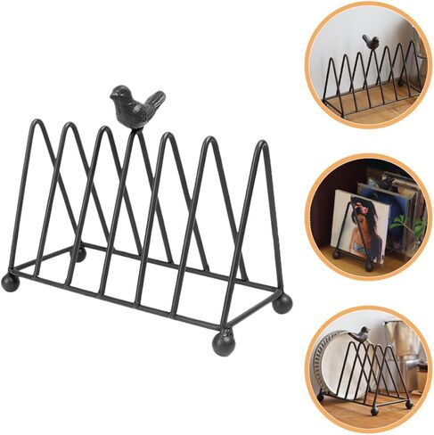 Iron Art Metal Book Rack with Bird Design, Triangular Desktop Bookshelf Divider and Newspaper Organizer, Multifunctional Vintage Book Stand for Office and Home Desk Storage in Saudi Arabia