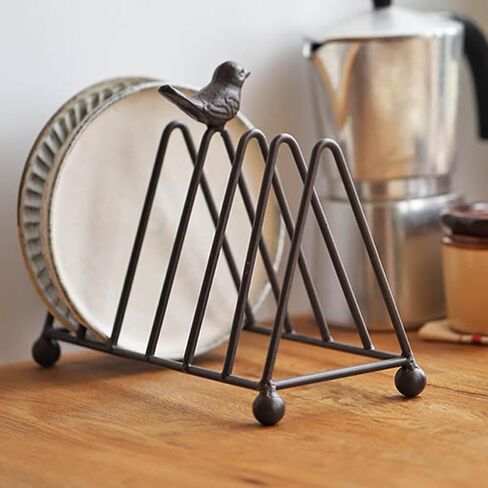 Iron Art Metal Book Rack with Bird Design, Triangular Desktop Bookshelf Divider and Newspaper Organizer, Multifunctional Vintage Book Stand for Office and Home Desk Storage in Saudi Arabia