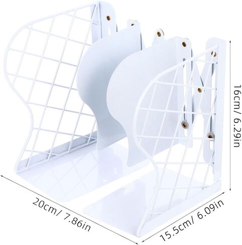 Folding Iron Art Book Storage Shelf White Expandable Grid Bookrack Organizer for Office and Home Desk Use in Saudi Arabia