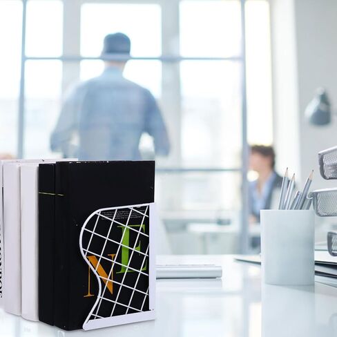 Folding Iron Art Book Storage Shelf White Expandable Grid Bookrack Organizer for Office and Home Desk Use in Saudi Arabia