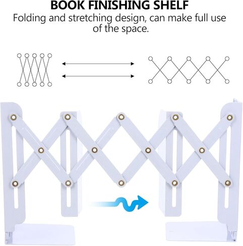 Folding Iron Art Book Storage Shelf White Expandable Grid Bookrack Organizer for Office and Home Desk Use in Saudi Arabia