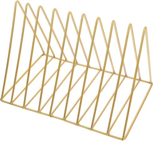 Metal Book Rack Desktop Organizer Large Iron Triangle Bookshelf Holder Gold Desktop Book Holder for Office Table Storage and Magazine File Rack in Saudi Arabia
