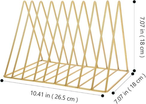 Metal Book Rack Desktop Organizer Large Iron Triangle Bookshelf Holder Gold Desktop Book Holder for Office Table Storage and Magazine File Rack in Saudi Arabia