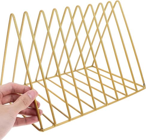 Metal Book Rack Desktop Organizer Large Iron Triangle Bookshelf Holder Gold Desktop Book Holder for Office Table Storage and Magazine File Rack in Saudi Arabia