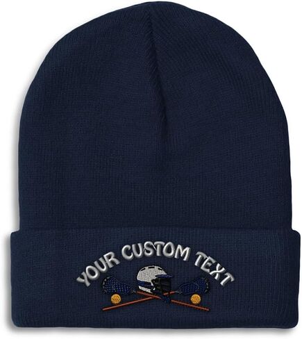 Custom Beanies for Men Lacrosse Sports F Embroidery Skull Cap Winter Hats for Women Acrylic One Size in Saudi Arabia