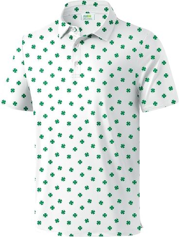 Arvilhill Mens St. Patricks Day Shirt Four Leaf Clover Green Golf Irish Polo (S-3XL) in Saudi Arabia