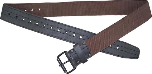 Graintex PB2037 2" Leather/Webbing Belt Single Needle Roller Buckle Fits 28" to 50" Black/Brown Color in Kuwait