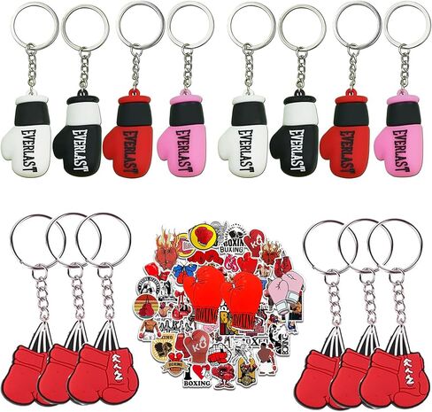 70 Pcs Boxing Gloves Keychain Stickers Party Gifts Supplies Boxing Glove Key Ring Waterproof Vinyl Stickers Decor for Boxers Boxing Coach Fitness Gifts Boxer Fan in Saudi Arabia
