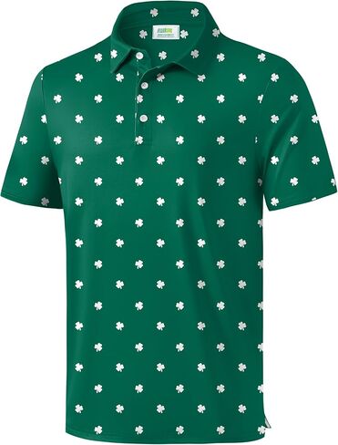 Arvilhill Mens St. Patricks Day Shirt Four Leaf Clover Green Golf Irish Polo (S-3XL) in Saudi Arabia