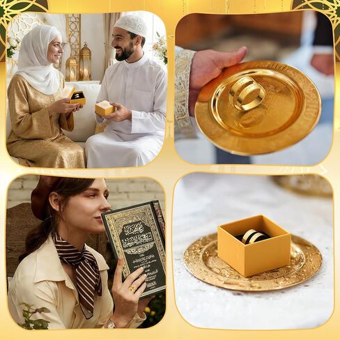 Cunno 24 قطعة/12 مجموعة من هدايا آيات الكرسي الرمضانية الإسلامية للنساء هدايا العيد بالجملة حلقات آيات الكرسي رمضان مبارك للحفلات المفضلة خاتم عربي مع صناديق مجوهرات إسلامية لإكسسوارات حفل الزفاف in Saudi Arabia
