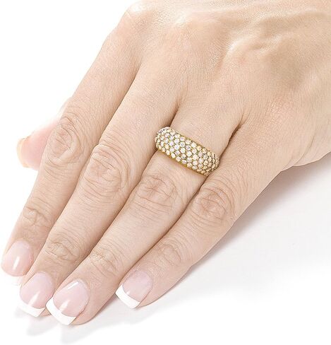 Kobelli Round Brilliant Domed Diamond Pave Band 1 1/4 carat (ctw) in 14K Yellow Gold in Saudi Arabia